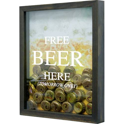 Assistência Técnica, SAC e Garantia do produto Quadro Porta Tampinhas de Cervejas Free Beer 22x27x3cm Betume - Kapos