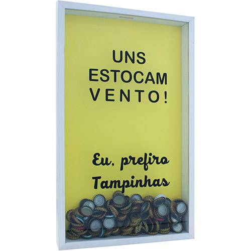 Assistência Técnica, SAC e Garantia do produto Quadro Porta-Tampinhas Vento Branco 30x50x5cm - Kapos