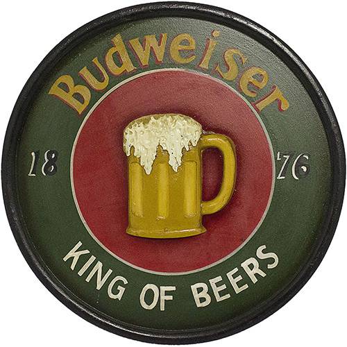 Assistência Técnica, SAC e Garantia do produto Quadro Redondo Budweiser King Of Beers 40x40x3cm - Oldway