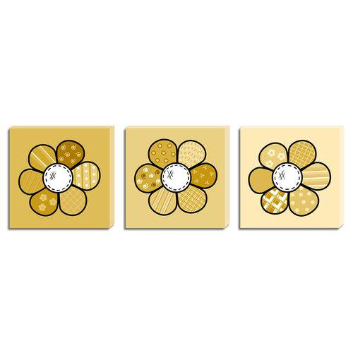Assistência Técnica, SAC e Garantia do produto Quadros Decorativos Tela Impressa Canvas Flores Amarela - Conjunto com 3 Quadros 40 X 40 Cm