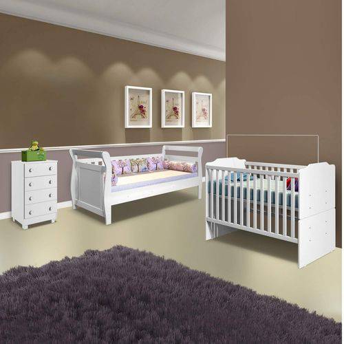 Assistência Técnica, SAC e Garantia do produto Quarto Infantil com Cama Babá, Berço Titico e Cômoda Young Tigus Baby Branco