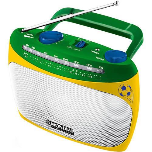 Assistência Técnica, SAC e Garantia do produto Rádio Portátil Mondial RP-02 AM/FM com Sincronizador de Canais de TV - Verde e Amarelo