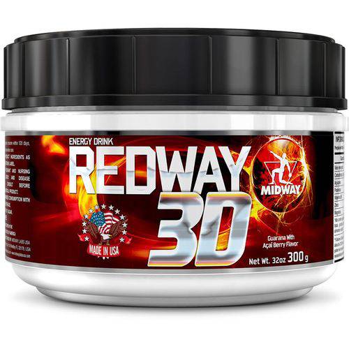 Assistência Técnica, SAC e Garantia do produto Redway 3d - Pré Treino em Pó com Maltodextrina, Cafeína e Taurina Midway Usa - 300g