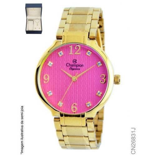 Assistência Técnica, SAC e Garantia do produto Relógio Champion Feminino Dourado + Semi Joias Cn26831j Rosa