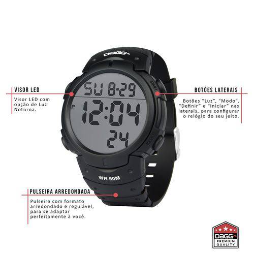Assistência Técnica, SAC e Garantia do produto Relógio Dagg Digital Watch Gear Running Fit Black