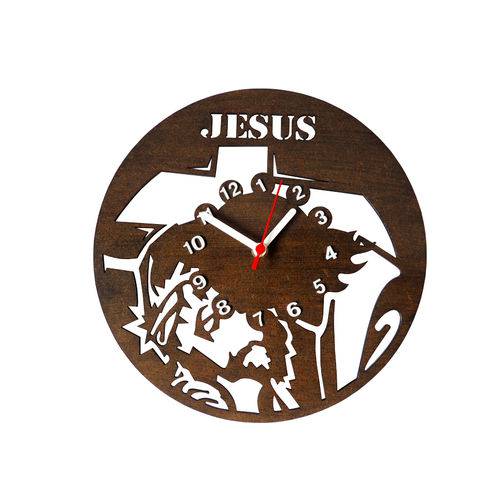 Assistência Técnica, SAC e Garantia do produto Relógio de Parede Decorativo - Modelo Jesus Cristo - Tabaco - ME Criative