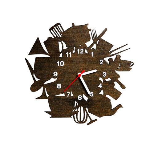 Assistência Técnica, SAC e Garantia do produto Relógio Decorativo de Parede - Bagunça na Cozinha - Tabaco - ME Criative