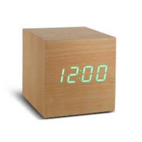 Assistência Técnica, SAC e Garantia do produto Relógio Despertador Digital Quadrado Cubo Madeira Led Mesa Bege
