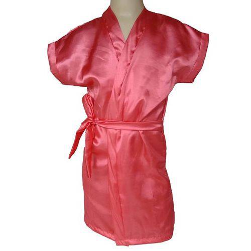 Assistência Técnica, SAC e Garantia do produto Robe Cetim Feminino Infantil Roupão Cor Salmão Ref 404