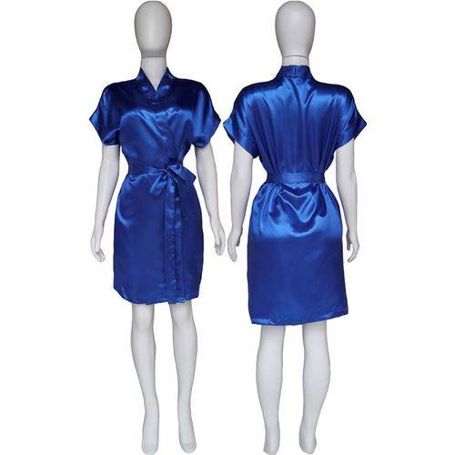 Assistência Técnica, SAC e Garantia do produto Robe Cetim Feminino Normal Noiva Madrinha Casamento Azul Royal Ref 401