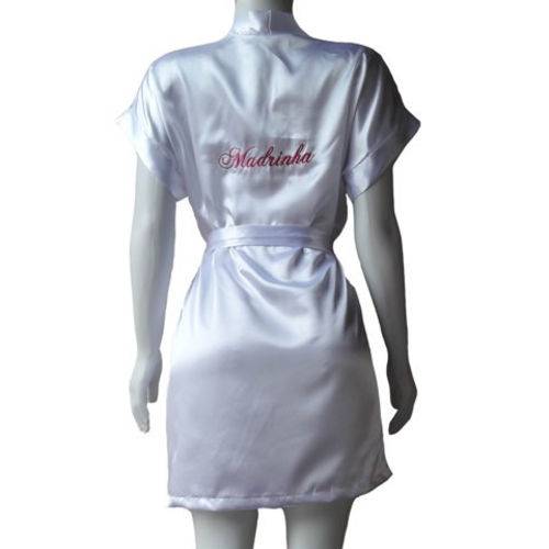 Assistência Técnica, SAC e Garantia do produto Robe de Cetim Feminino Branco Bordado Madrinha