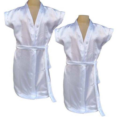 Assistência Técnica, SAC e Garantia do produto Robe Infantil de Cetim Roupão Quimono Feminino Branco Ref 404