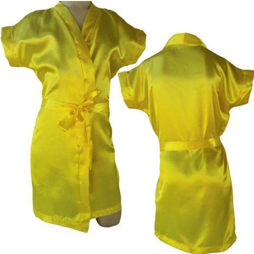 Assistência Técnica, SAC e Garantia do produto Robe Infantil Feminino Roupão Hooby de Cetim Noiva Casamento Cor Amarelo