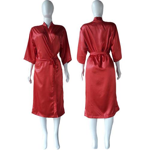 Assistência Técnica, SAC e Garantia do produto Robe Roupão de Cetim Longo Feminino Kimono Codigo 410