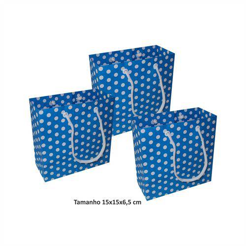 Assistência Técnica, SAC e Garantia do produto Sacola de Papel P (15x15x6,5 Cm) Azul de Bolinha Branca - 10 Unidades