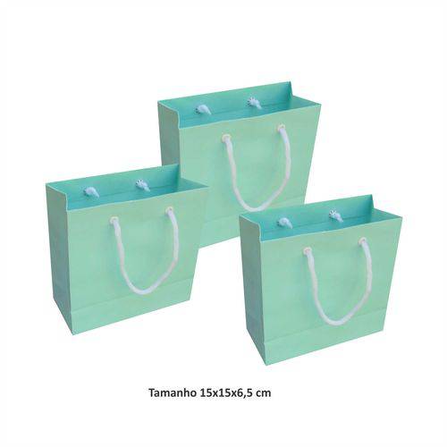 Assistência Técnica, SAC e Garantia do produto Sacola de Papel Pequena (15x15x6,5 Cm) Azul Tiffany - 10 Unidades