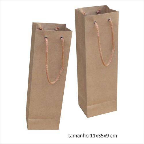 Assistência Técnica, SAC e Garantia do produto Sacola Kraft para 1 Garrafa - Tamanho 11x35x9 Cm - Pct C/ 50 Unid