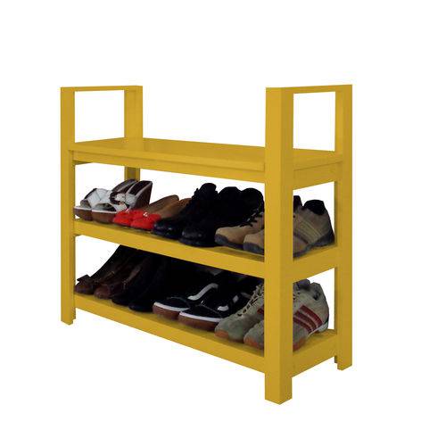 Assistência Técnica, SAC e Garantia do produto Sapateira Banco com Braço de Piso para Closets e Quartos 8 Pares Sapatos - Amarelo Laca