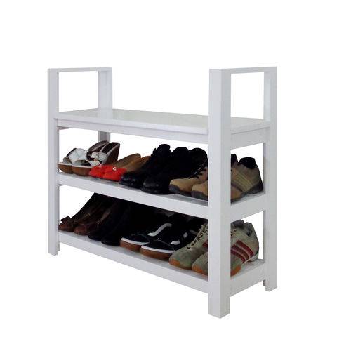 Assistência Técnica, SAC e Garantia do produto Sapateira Banco com Braço de Piso para Closets e Quartos 8 Pares Sapatos - Branco Laca