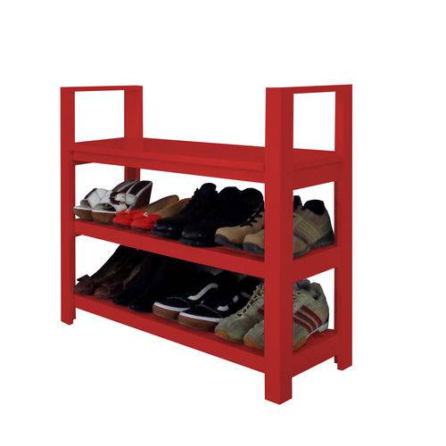 Assistência Técnica, SAC e Garantia do produto Sapateira Banco com Braço de Piso para Closets e Quartos 8 Pares Sapatos - Vermelho Laca