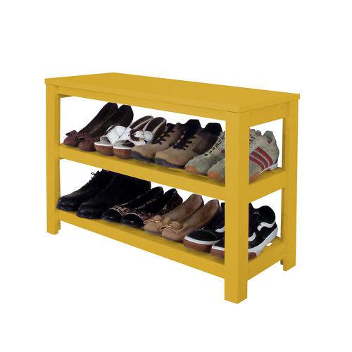 Assistência Técnica, SAC e Garantia do produto Sapateira Banco de Piso para Closets e Quartos 8 Pares Sapatos - Amarelo Laca