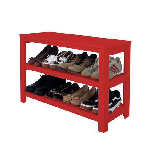 Assistência Técnica, SAC e Garantia do produto Sapateira Banco de Piso para Closets e Quartos 8 Pares Sapatos - Vermelho Laca