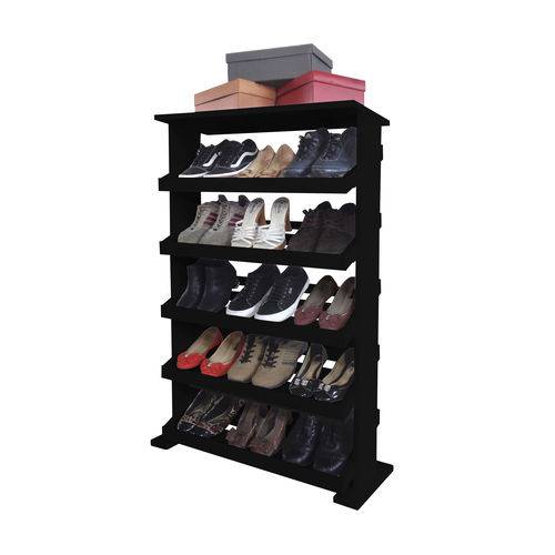 Assistência Técnica, SAC e Garantia do produto Sapateira de Piso Chão para Closets e Quartos 15 Pares Sapatos - Preto Laca