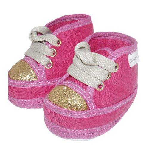 Assistência Técnica, SAC e Garantia do produto Sapatinho de Bebê Charminho Baby Tênis Cano Alto Pink e Dourado