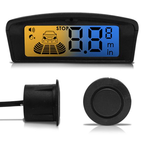 Assistência Técnica, SAC e Garantia do produto Sensor de Estacionamento 4 Pontos Preto com Cápsula Emborrachada Display LCD Visor Flex Ambar Azul