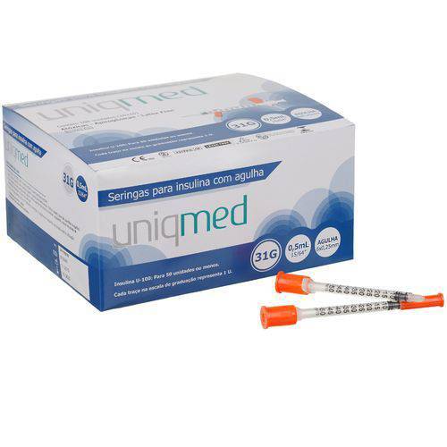Assistência Técnica, SAC e Garantia do produto Seringa para Insulina Uniqmed 0,5ml 6x0,25mm 31g 100un