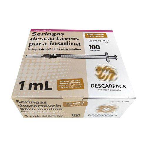 Assistência Técnica, SAC e Garantia do produto Seringa para Insulina 1,0ml com Agulha Descarpack 100un