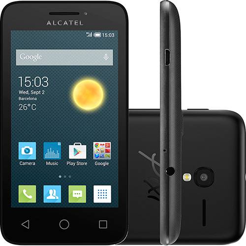 Assistência Técnica, SAC e Garantia do produto Smartphone Alcatel PIXI 3 Dual Chip Desbloqueado Android 4.4 Tela 3.5" Memória 4GB Câmera 5MP - Preto