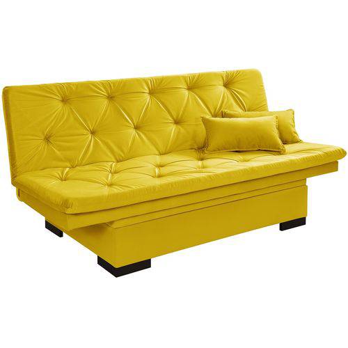 Assistência Técnica, SAC e Garantia do produto Sofa Cama com Bau Valentim - Essencial Estofados Reclinável Suede Liso - Amarelo
