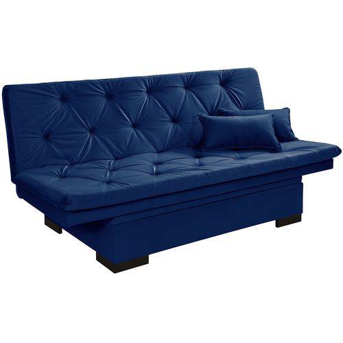 Assistência Técnica, SAC e Garantia do produto Sofa Cama com Bau Valentim - Essencial Estofados Reclinável Suede Liso - Azul Marinho