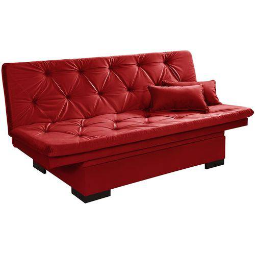 Assistência Técnica, SAC e Garantia do produto Sofa Cama com Bau Valentim - Essencial Estofados Reclinável Suede Liso - Vermelho