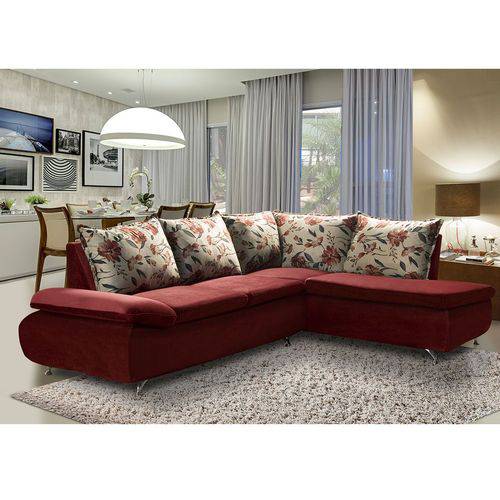 Assistência Técnica, SAC e Garantia do produto Sofá de Canto 8 Lugares Vilagio 270x196 Pillow com Almofadas Veludo Vermelho - Megasul