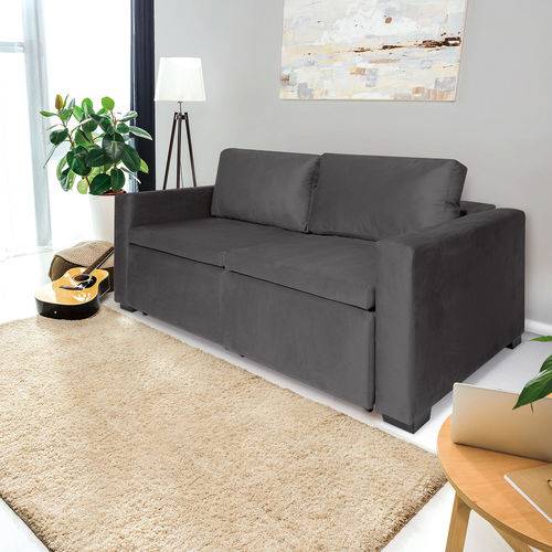 Assistência Técnica, SAC e Garantia do produto Sofá 3 Lugares Retrátil e Reclinável com Pillow, Modelo Andria, Tecido Suede Veludo Cinza, Silla