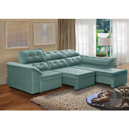 Assistência Técnica, SAC e Garantia do produto Sofá 3 Lugares Retrátil e Reclinável Dallas com Chaise 2,90m Verde - Megasul