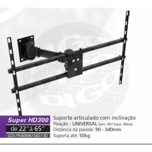 Assistência Técnica, SAC e Garantia do produto Super Hd 300 Suporte Articulado com Inclinação para Tv Lcd/led de 22" a 65" - Preto Fg