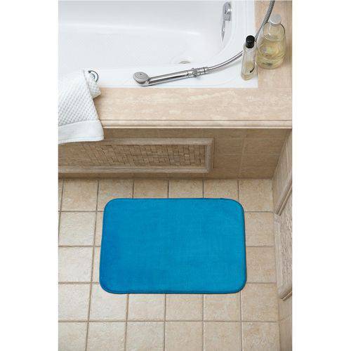 Assistência Técnica, SAC e Garantia do produto Tapete de Banheiro Soft 040x060 Azul: Microfibra com Memória - Loani