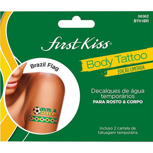 Assistência Técnica, SAC e Garantia do produto Tatuagem para Rosto e Corpo Temporária First Kiss Bandeira do Brasil