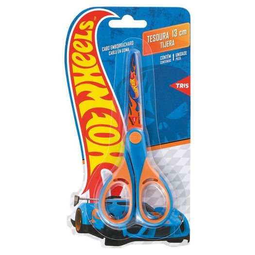 Assistência Técnica, SAC e Garantia do produto Tesoura Escolar Cabo Emborrachado Hot Wheels 677156 Summit Blister S/L