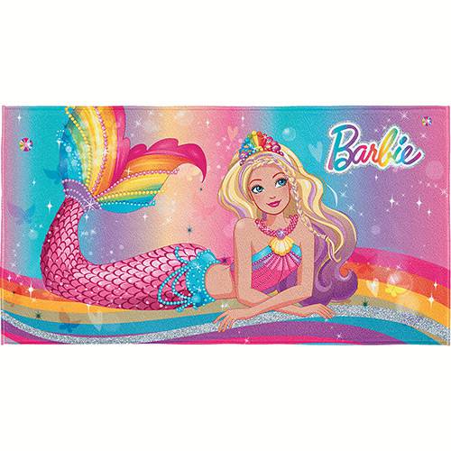 Assistência Técnica, SAC e Garantia do produto Toalha Aveludada Transfer Barbie Reino do Arco-íris 75 Cm X 1,40 M com 1 Peça - Lepper