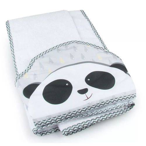 Assistência Técnica, SAC e Garantia do produto Toalha de Banho com Capuz Panda Cinza - Coração de Mãe