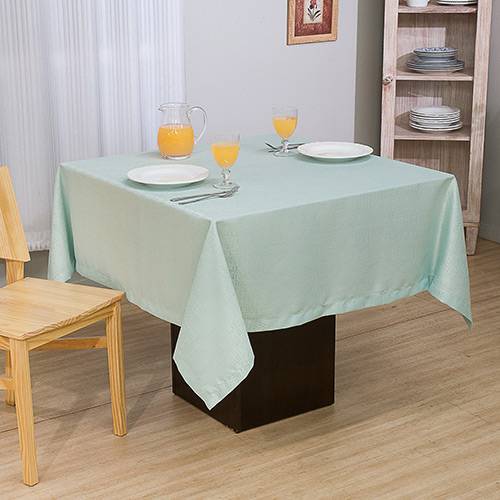 Assistência Técnica, SAC e Garantia do produto Toalha de Mesa Quadrada 160x160cm Jacquard Impermeável Geométrico Verde Água - At.home