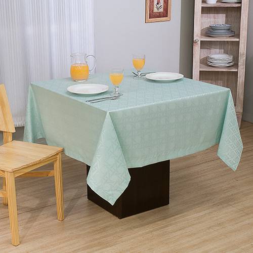 Assistência Técnica, SAC e Garantia do produto Toalha de Mesa Quadrada 160x160cm Jacquard Impermeável Treliça Verde Água - At.home