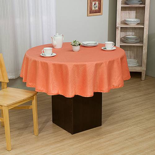 Assistência Técnica, SAC e Garantia do produto Toalha de Mesa Redonda 160x160cm Jacquard Impermeável Geométrico Terracota - At.home