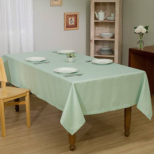 Assistência Técnica, SAC e Garantia do produto Toalha de Mesa Retangular 160x220cm Jacquard Impermeável Geométrico Verde Água - At.home