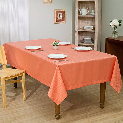 Assistência Técnica, SAC e Garantia do produto Toalha de Mesa Retangular 160x220cm Jacquard Impermeável Treliça Terracota - At.home