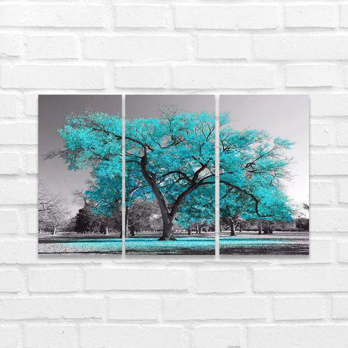 Assistência Técnica, SAC e Garantia do produto Trio de Quadros Decorativos Abstrato Floral Árvore da Vida para Sala de Estar e Jantar 60x120